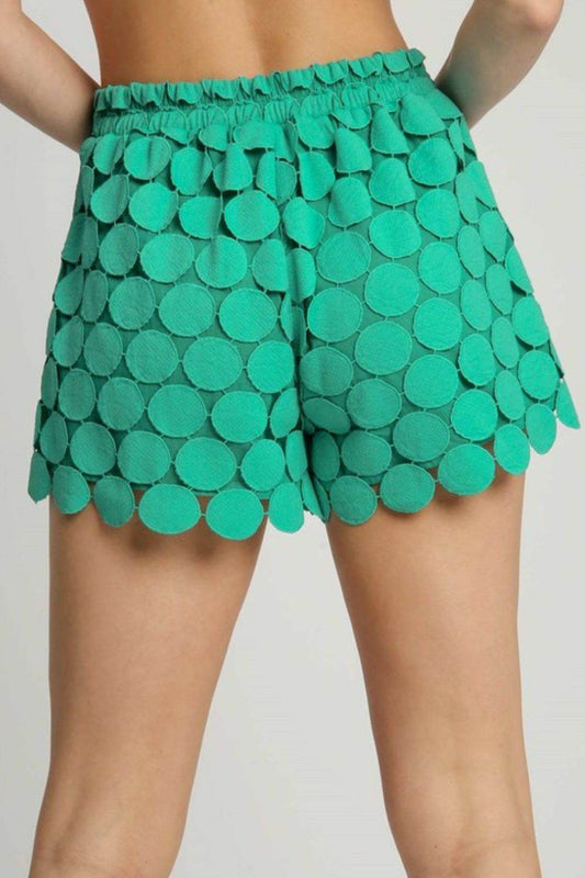 Umgee Full Size Polka Dot Lace Shorts Plus Size - Hovatok