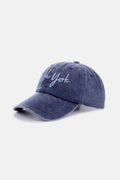 Zenana Washed Embroidered City Baseball Cap - Hovatok