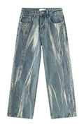 Paint Wide Leg Men's Jeans with Pockets - Hovatok