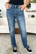 Judy Blue Full Size Mid Rise Release Hem Jeans - Hovatok