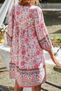 Devine Printed Tie Neck Mini Dress - Hovatok