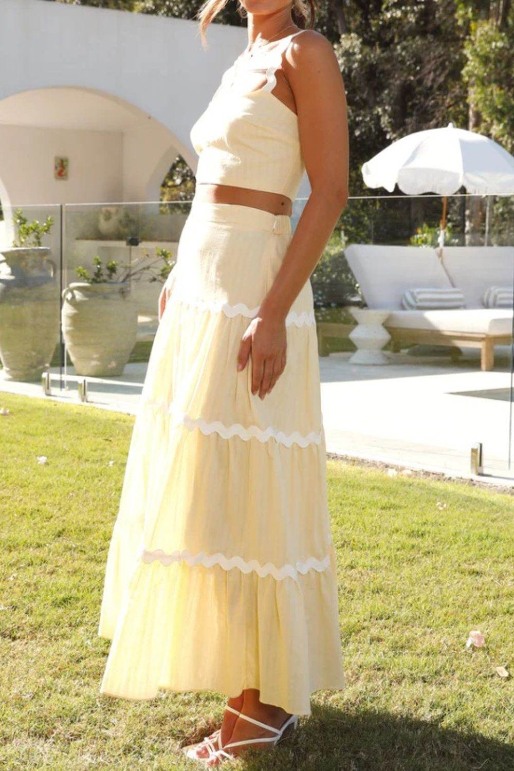 Contrast Trim Cami and Maxi Skirt Set - Hovatok