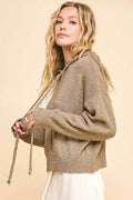 Davi & Dani Drop Shoulder Long Sleeve Hooded Sweater - Hovatok
