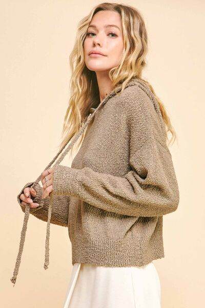 Davi & Dani Drop Shoulder Long Sleeve Hooded Sweater - Hovatok