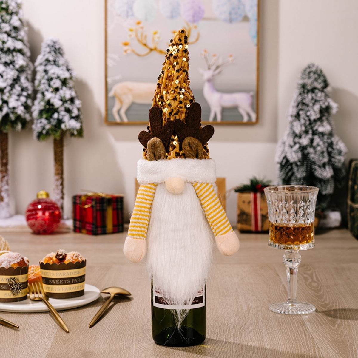 Sequin Pointed Hat Wine Bottle Cover - Hovatok