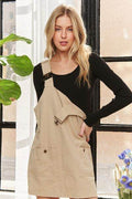 ADORA Adjustable Wide Strap Square Neck Overall Dress - Hovatok