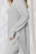 Basic Bae Full Size Ribbed High-Low Top and Wide Leg Pants Set - Hovatok