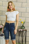 ADORA Distressed Denim Shorts with Pockets - Hovatok