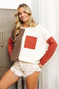 BiBi Color Block Brushed Checker Top - Hovatok