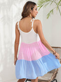 Color Block Spaghetti Strap Cover-Up Dress - Hovatok