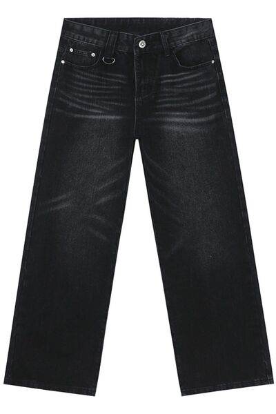 Wide Straight Jeans with Pockets - Hovatok