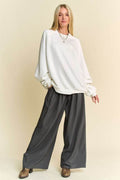 Davi & Dani Round Neck Raglan Sleeve Sweatshirt - Hovatok