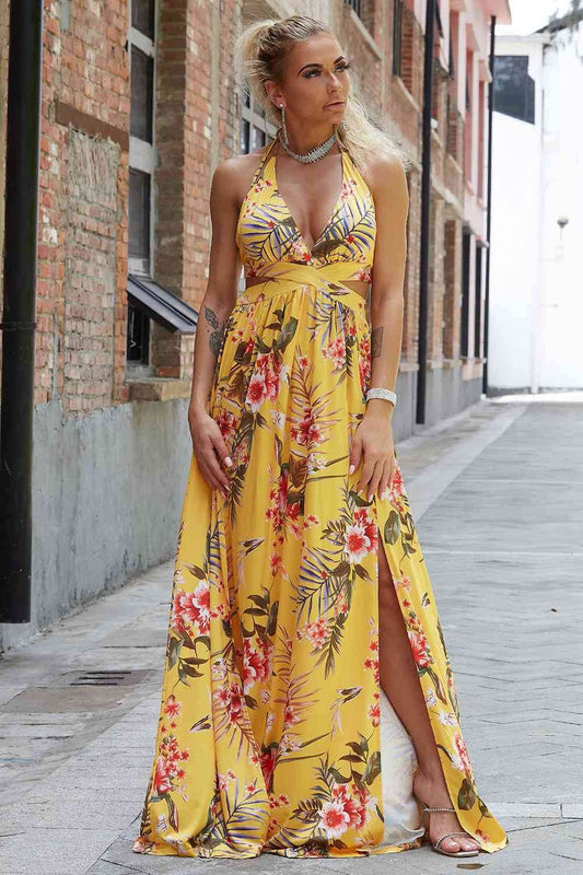 Halter Neck Split Dress - Hovatok