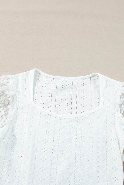 Eyelet Lace Long Sleeve Bodysuit - Hovatok