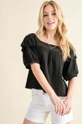 And The Why Square Neck Ruffled Blouse - Hovatok