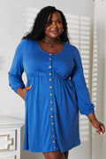 Double Take Scoop Neck Empire Waist Long Sleeve Magic Dress - Hovatok