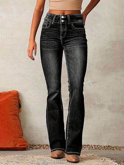 Cat Whisker Washed Bootcut Jeans - Hovatok