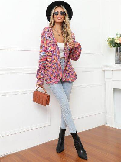 Angel Wings Button Up Dropped Shoulder Cardigan - Hovatok