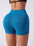 Ruched Leopard High Waist Active Shorts - Hovatok