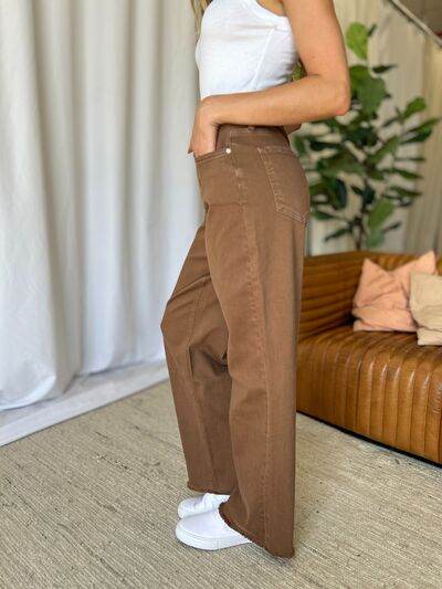 RFM Full Size High Rise Garment Dye Wide Leg Jeans - Hovatok