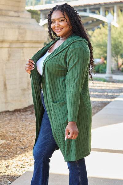 Basic Bae Full Size Hooded Sweater Cardigan - Hovatok