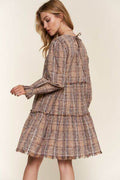 And The Why Full Size Washed Frayed Tiered Plaid Dress - Hovatok