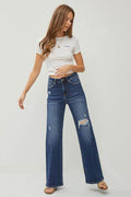 RISEN Full Size High Rise Distressed Wide Leg Jeans - Hovatok