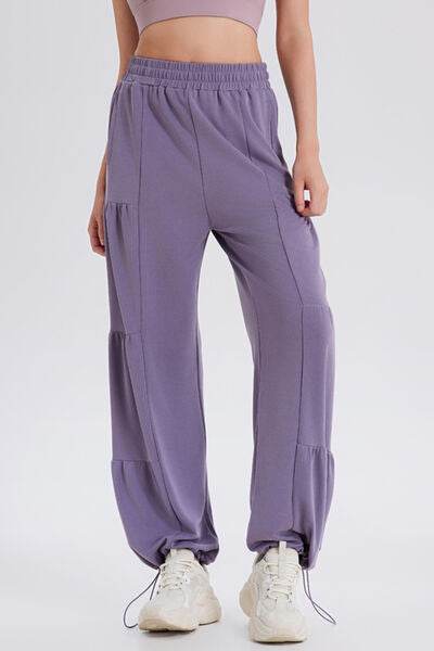 Basic Bae Drawstring Elastic Waist Ruched Joggers - Hovatok