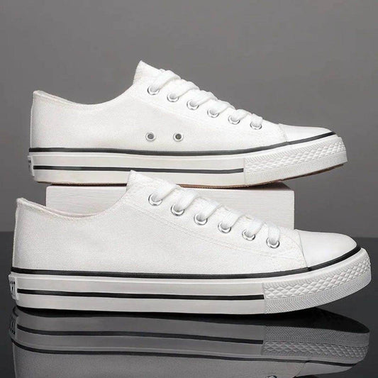 Lace Up Round Toe Canvas Sneakers - Hovatok