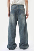 Distressed Wide Leg Men's Jeans with Pockets - Hovatok