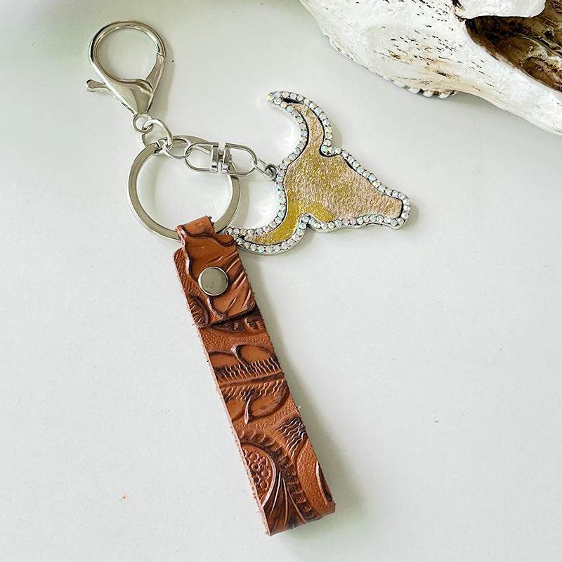 Rhinestone Bull Keychain - Hovatok