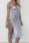 Slit Scoop Neck Sleeveless Cover Up - Hovatok