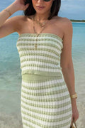 Contrast Striped Tube Top and Skirt Sweater Set - Hovatok