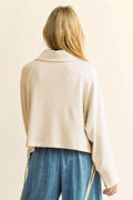 Davi & Dani Drawstring Hem Half Zip Raglan Sleeve Sweatshirt - Hovatok