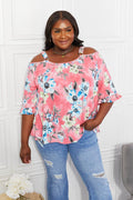 Sew In Love Full Size Fresh Take Floral Cold-Shoulder Top - Hovatok