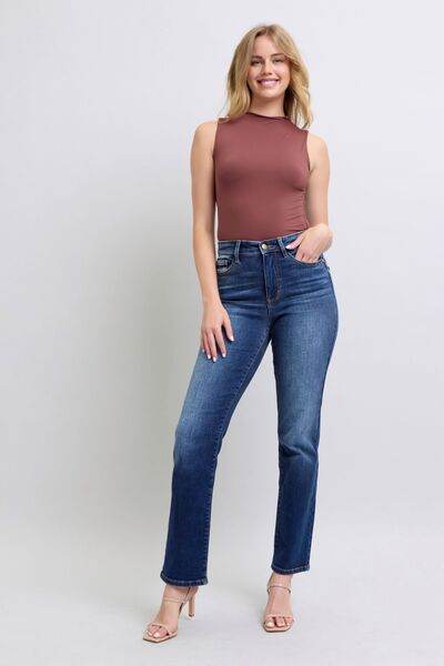 Judy Blue Full Size Washed Straight Leg Jeans with Pockets - Hovatok