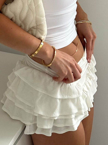 Devine Ruched Layered Mini Skirt - Hovatok