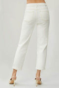 RISEN Full Size High Waist Rolled Hem Straight Jeans - Hovatok
