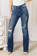 Judy Blue Full Size Mid Rise Hand Sand & Destroy Bootcut Jeans - Hovatok