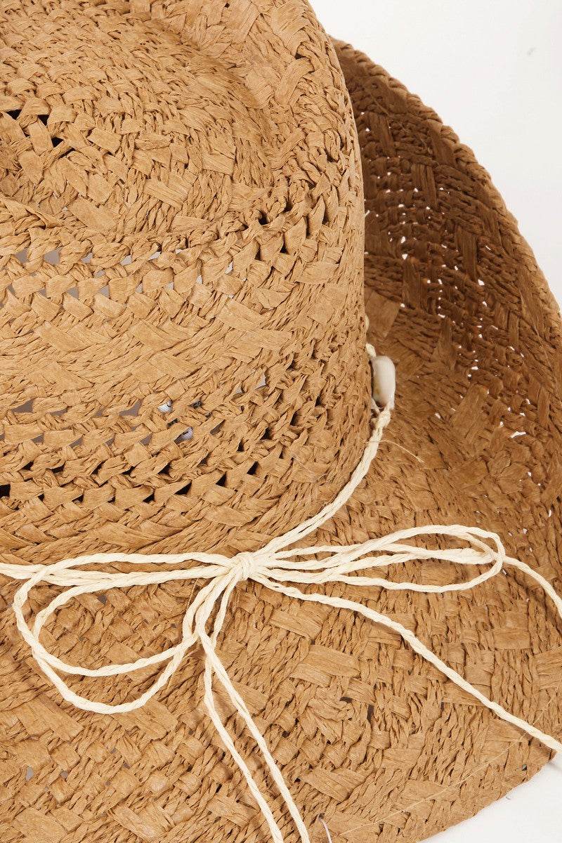 Fame Openwork Shell Weave Straw Hat - Hovatok