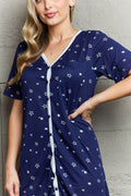 MOON NITE Quilted Quivers Button Down Sleepwear Dress - Hovatok