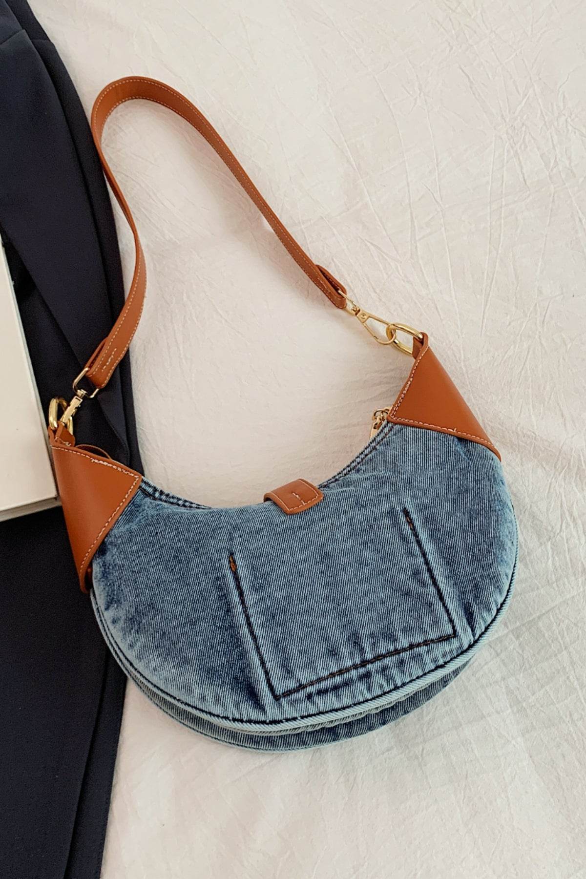 Contrast Denim Shoulder Bag - Hovatok