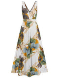 Slit Tied Printed Surplice Dress - Hovatok
