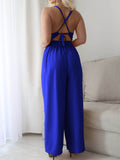 Devine Tie Back Backless Crisscross Jumpsuit - Hovatok