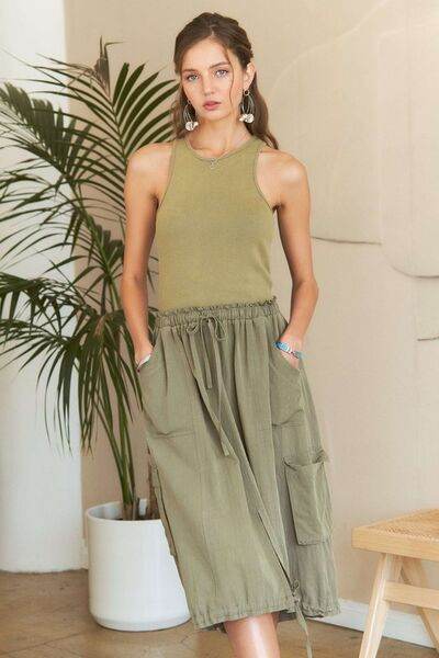 ADORA Drawstring Sleeveless Washed Dress - Hovatok