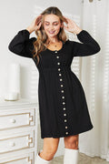 Double Take Scoop Neck Empire Waist Long Sleeve Magic Dress - Hovatok
