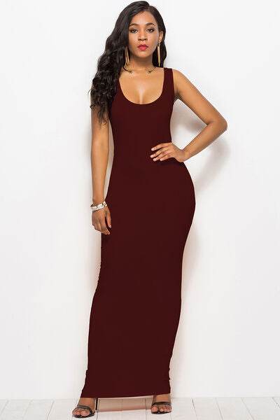 Scoop Neck Wide Strap Maxi Dress - Hovatok