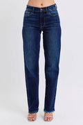 Judy Blue Full Size Raw Hem Straight Leg Jeans - Hovatok