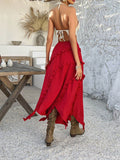 Devine Slit Drawstring Ruffled Skirt - Hovatok