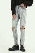 Pocketed Distressed Jeans with Side Zip - Hovatok